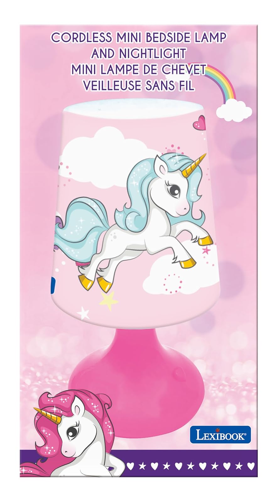 Lexibook, Unicornio, Mini Lámpara de Mesita de Noche Inalámbrica y Luz Nocturna, MLT10UNI