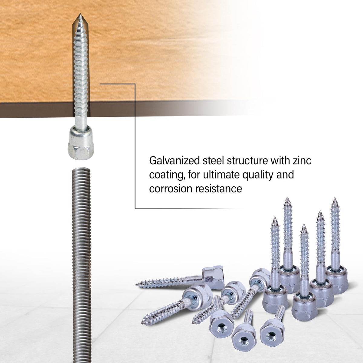 Everflow 8009925 - 25 3/20,3 cm Tornillo Vertical varilla roscada Anchor Diseñado para madera, acero zinc acabado, longitud de 3/8 X 2 - 1/5,1 cm - Tornillo (Pack de 25)