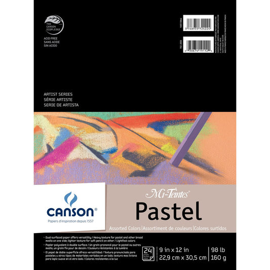 Canson Mi-Teintes Pastels - Bloc de papel (9 x 12 pulgadas), colores surtidos, 24 hojas