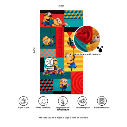 Toalla Premium para Baño 75x147 Cm Minions Mosaico