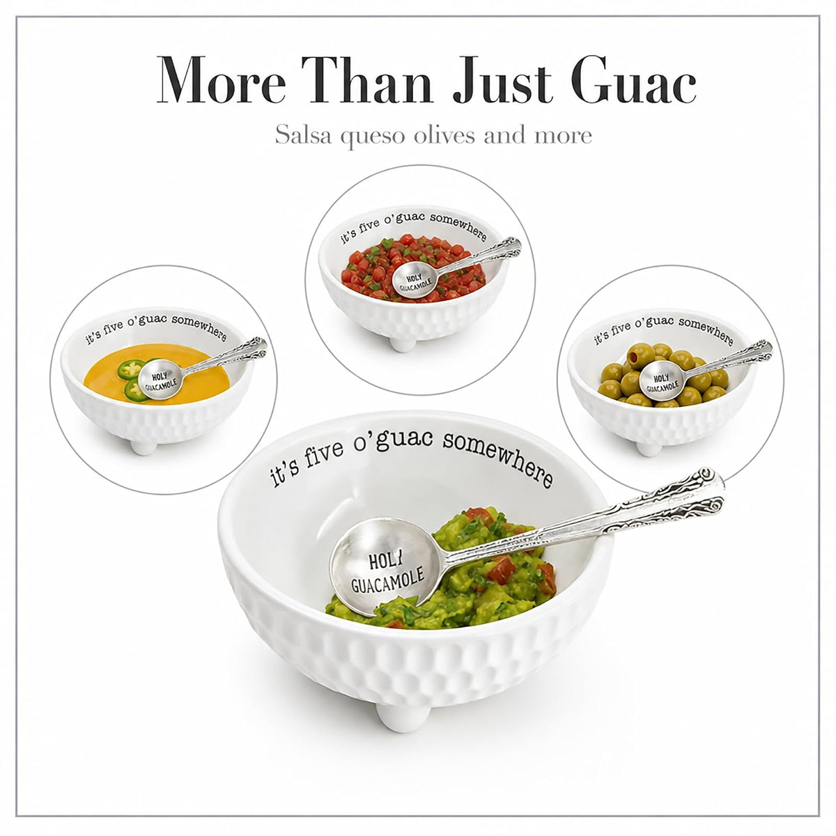 Mud Pie Guacamole - Juego de platos para servir, color blanco