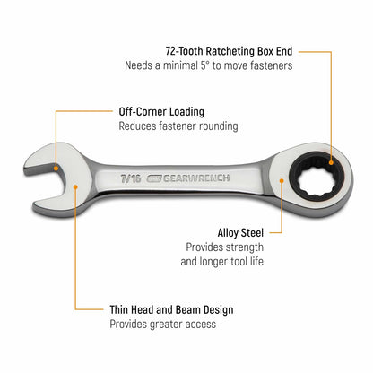 GEARWRENCH Juego de llaves combinadas de carraca SAE/métricas de 14 unidades, 12 puntos, 85206