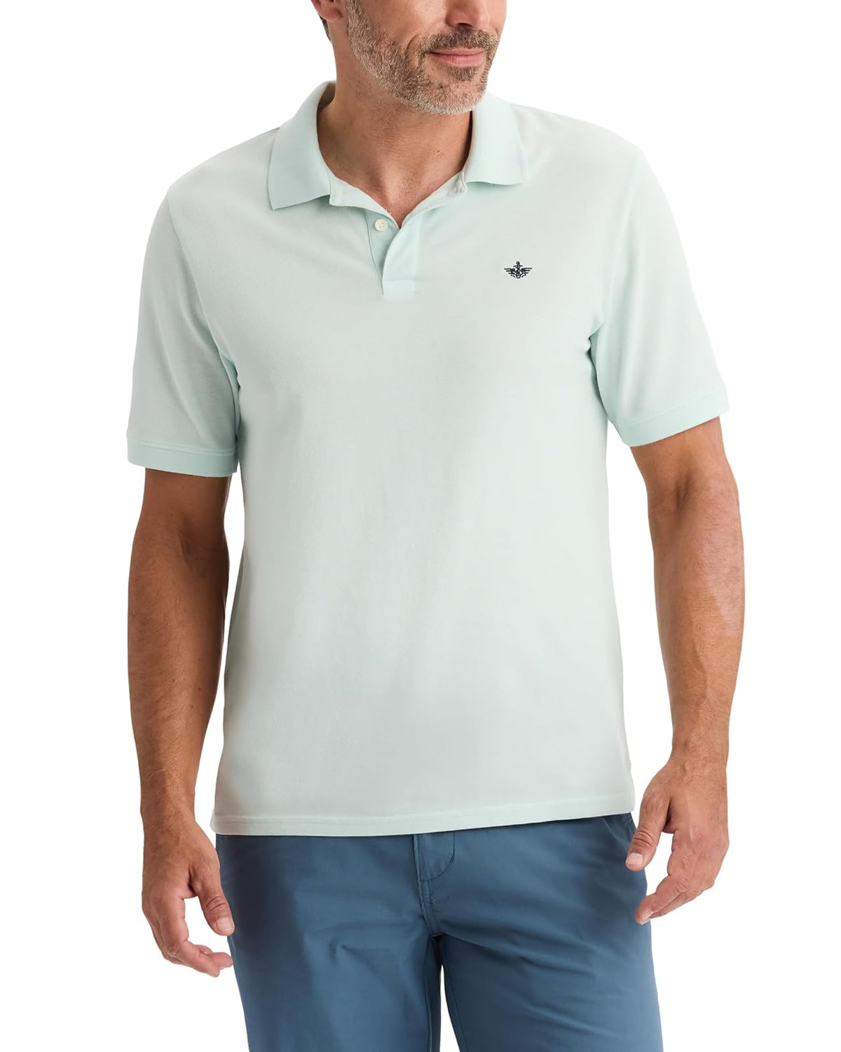 Dockers Polo Piqué de Manga Corta para Hombre - M - Azul pastel