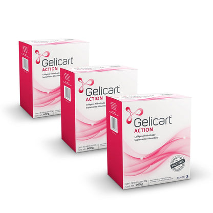 Gelicart Action colágeno hidrolizado suplemento alimenticio, 90 Sobres 20g.