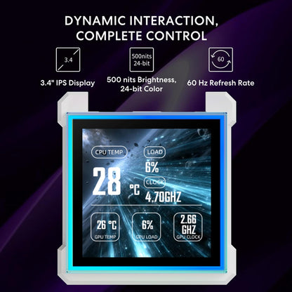 Lian Li Hydroshift II 360 CL ARGB - Enfriador de CPU líquido - 360 mm AIO - visualización cuadrada IPS LCD de 3.4 pulgadas - Cadena margarita - Bajo ruido - Intel LGA 1851/1700, AMD AM5/AM4-3X CL120