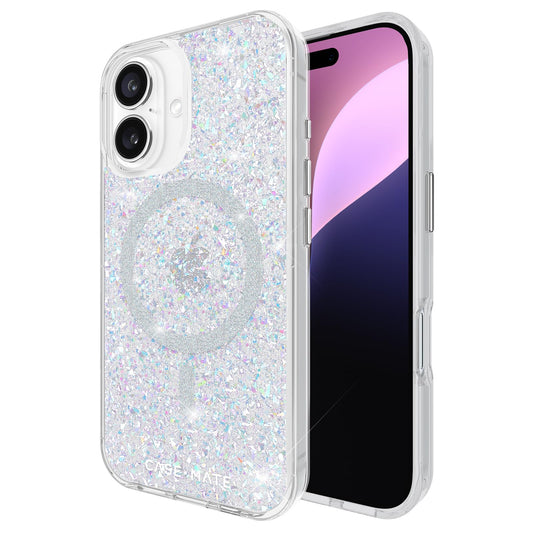 Case-Mate - Funda para iPhone 16 [Compatible con MagSafe] - Elegante Funda Brillante para teléfono con protección contra caídas de 12 pies, Cubierta magnética Premium para iPhone 16 - Twinkle Disco