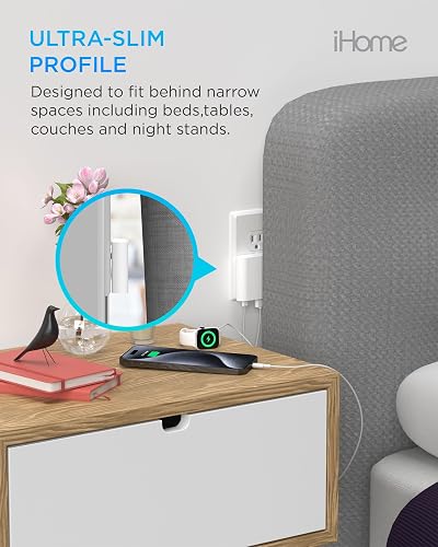 iHome Cargador de Pared USB multipuerto 32 W AC Pro: estación de Carga para Varios Dispositivos con 3 Puertos USB (1 USB-C, 2 USB-A): Carga rápida, compatibilidad Universal