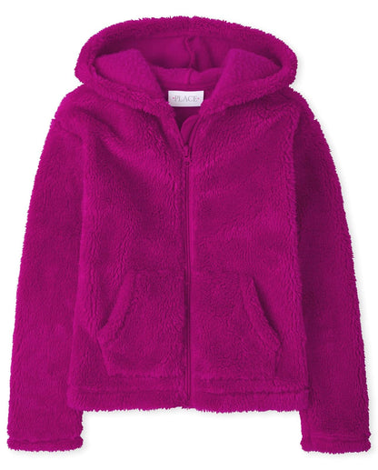 The Children's Place Sudadera con Capucha de Manga Larga Sherpa Chaqueta para Niñas