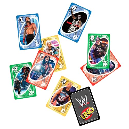 Juego de Cartas UNO de la WWE para niños, Adultos y Noches Familiares, mazo Coleccionable Que Incluye a Las superestrellas favoritas de los Fans