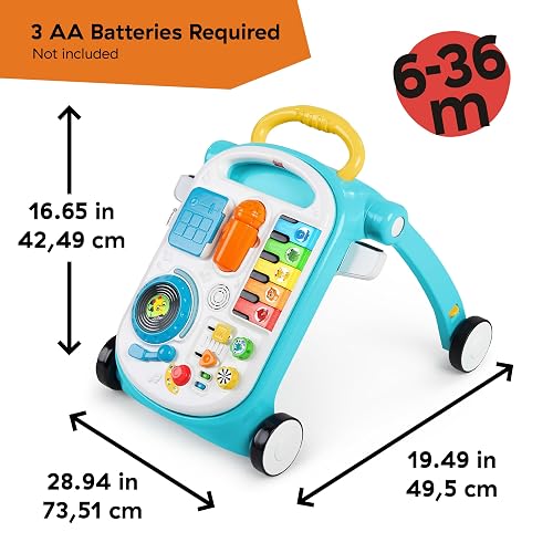 Baby Einstein Musical Mix 'N Roll - Andador de empuje 4 en 1, centro de actividades, mesa y suelo para niños de 6 meses, color azul