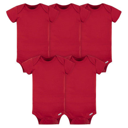 Gerber Conjunto de 4 Mamelucos de Manga Corta para Bebé Niña - 3-6 Meses - Rojo -