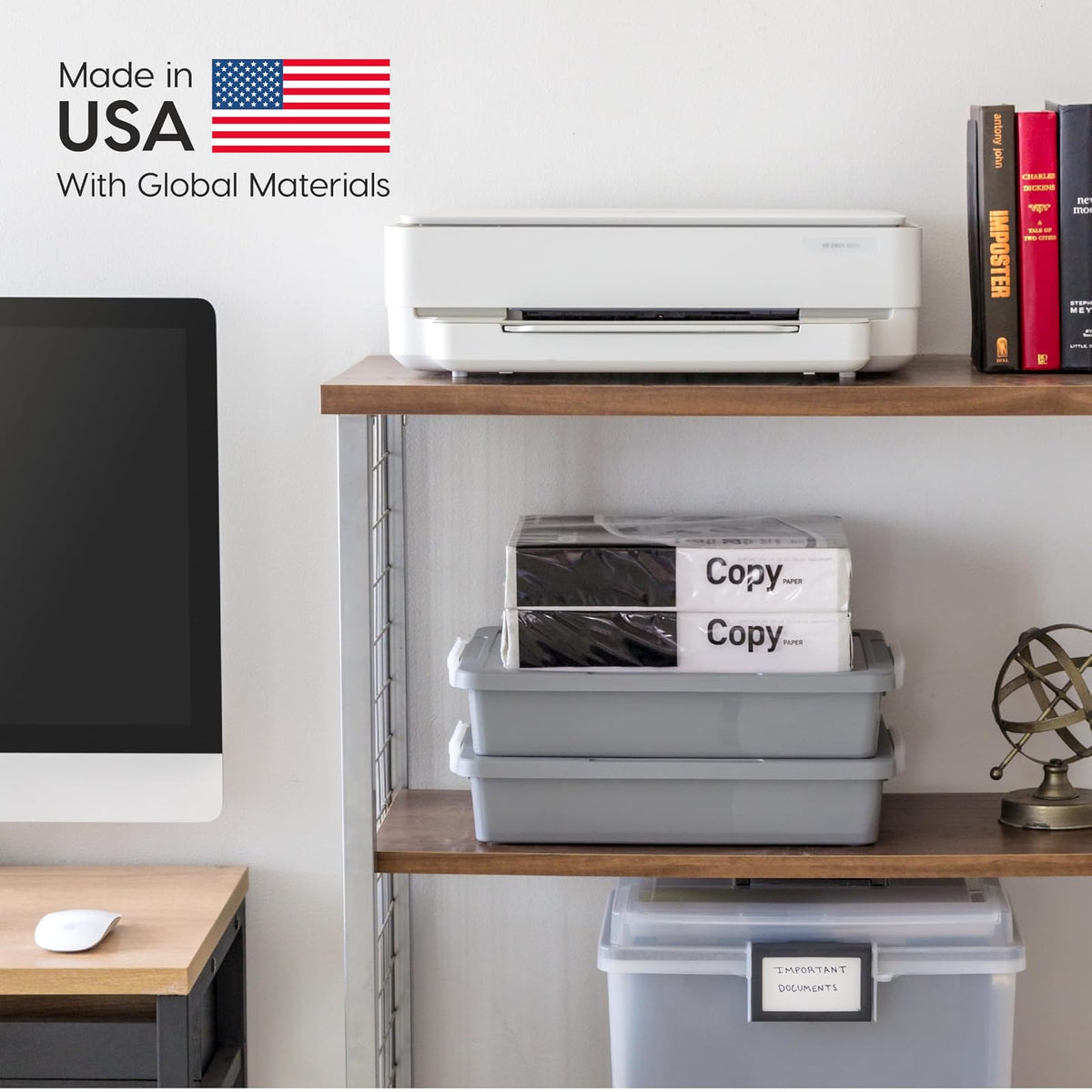 IRIS USA Contenedores de Plástico para Manualidades de 6 L con Tapa, Paquete de 2, Organizador Pequeño de Suministros de Arte y Oficina, Bins y Cajas Sensoriales para Hogar y Universidad, Gris