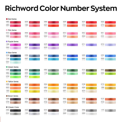 Richword - Hilo de bordado blanco seleccionado 5000 Y 40 W, hilo de poliéster 100 colores seleccionados para múltiples agujas comerciales y máquina de bordado de una sola aguja 0401