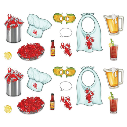 Beistle 53371 22 piezas Crawfish Photo Fun Signs, 3"-16", Multicolor