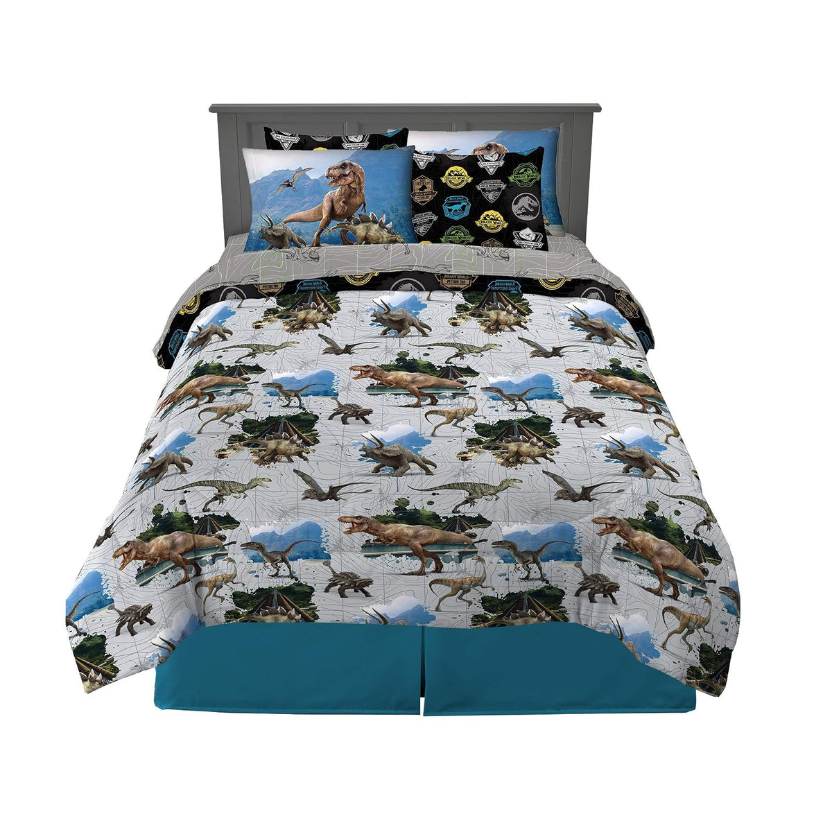Franco Pokémon Juego de Ropa de Cama, 7 Piezas, Tamaño Matrimonial - 7 Piece Full Size - Mundo Jurásico