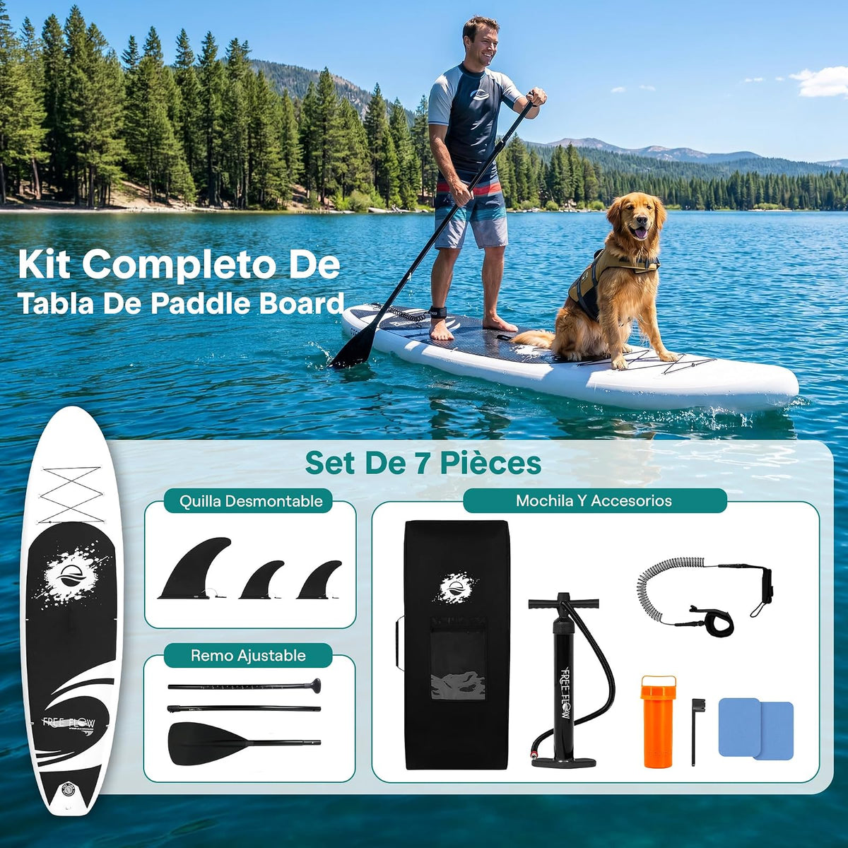 SereneLife Stand Up Inflatable Paddle Board with Premium Sup Accessories – Wide Stable Design with Non-Slip EVA Deck Pad for Adults and Youth of All Skill Levels