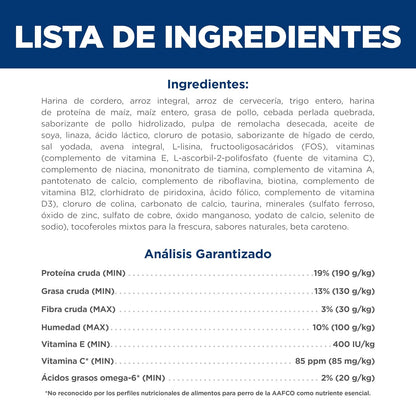 Hill's Science Diet Croquetas para Perro Adulto Sabor Cordero 15Kg | Croquetas Hill's para perro, cordero real, digestión saludable, sistema inmunológico fuerte, omega-6 y vitamina E