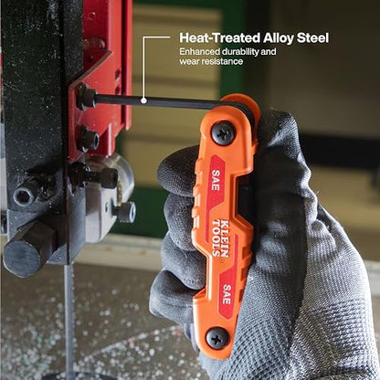 Klein Tools 70543 Juego de llaves hexagonales plegables compactas de 3 piezas, métricas, SAE, tamaños Torx, 25 llaves, acero de aleación tratado térmicamente de resistencia industrial
