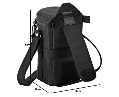 Lowepro Estuche para Lente 9 x 16 cm con Relleno de Espuma Protectora, Compatible con SlipLock y Mosquetón, Correa Ajustable y Material Impermeable, Ideal para Fotografía Profesional, Color Negro