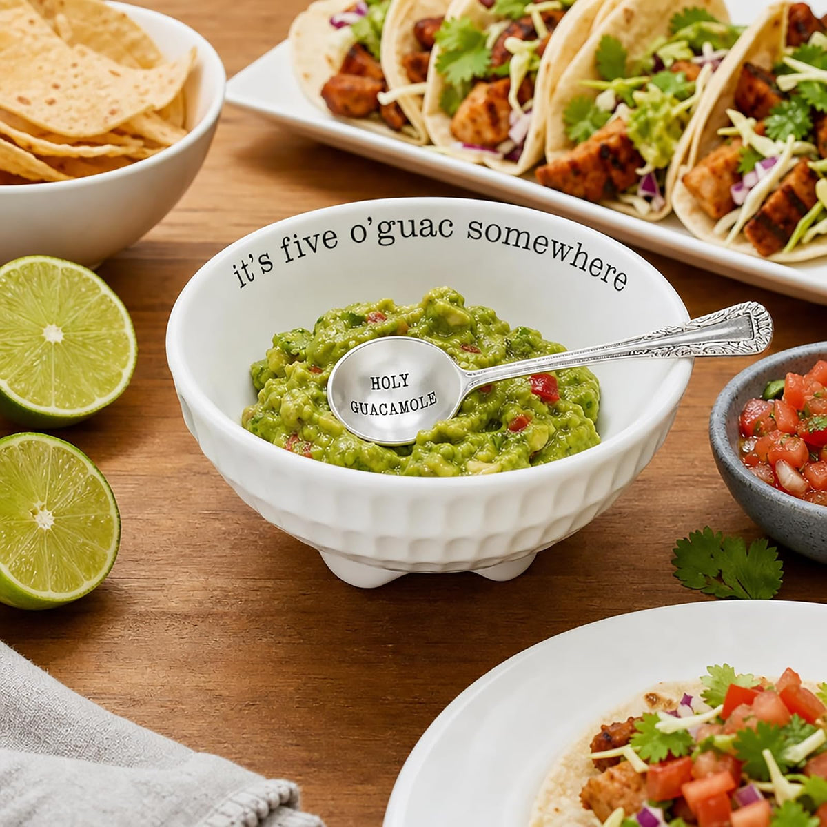 Mud Pie Guacamole - Juego de platos para servir, color blanco