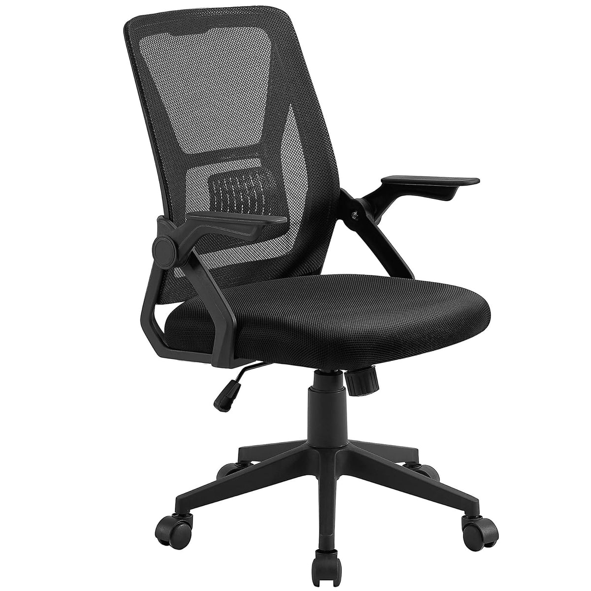 VECELO - Silla de Oficina ergonómica giratoria con Brazos Ajustables, Soporte Lumbar de Malla para Trabajo de computadora, Color Negro
