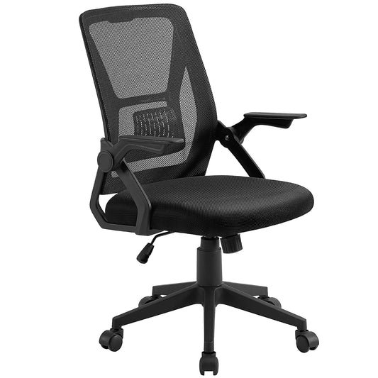 VECELO - Silla de Oficina ergonómica giratoria con Brazos Ajustables, Soporte Lumbar de Malla para Trabajo de computadora, Color Negro