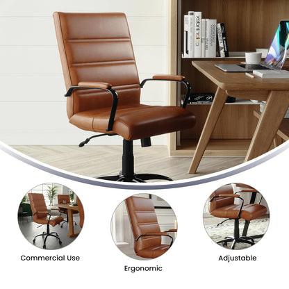 Flash Furniture Whitney Silla de Computadora Respaldo Medio LeatherSoft Café/Negro