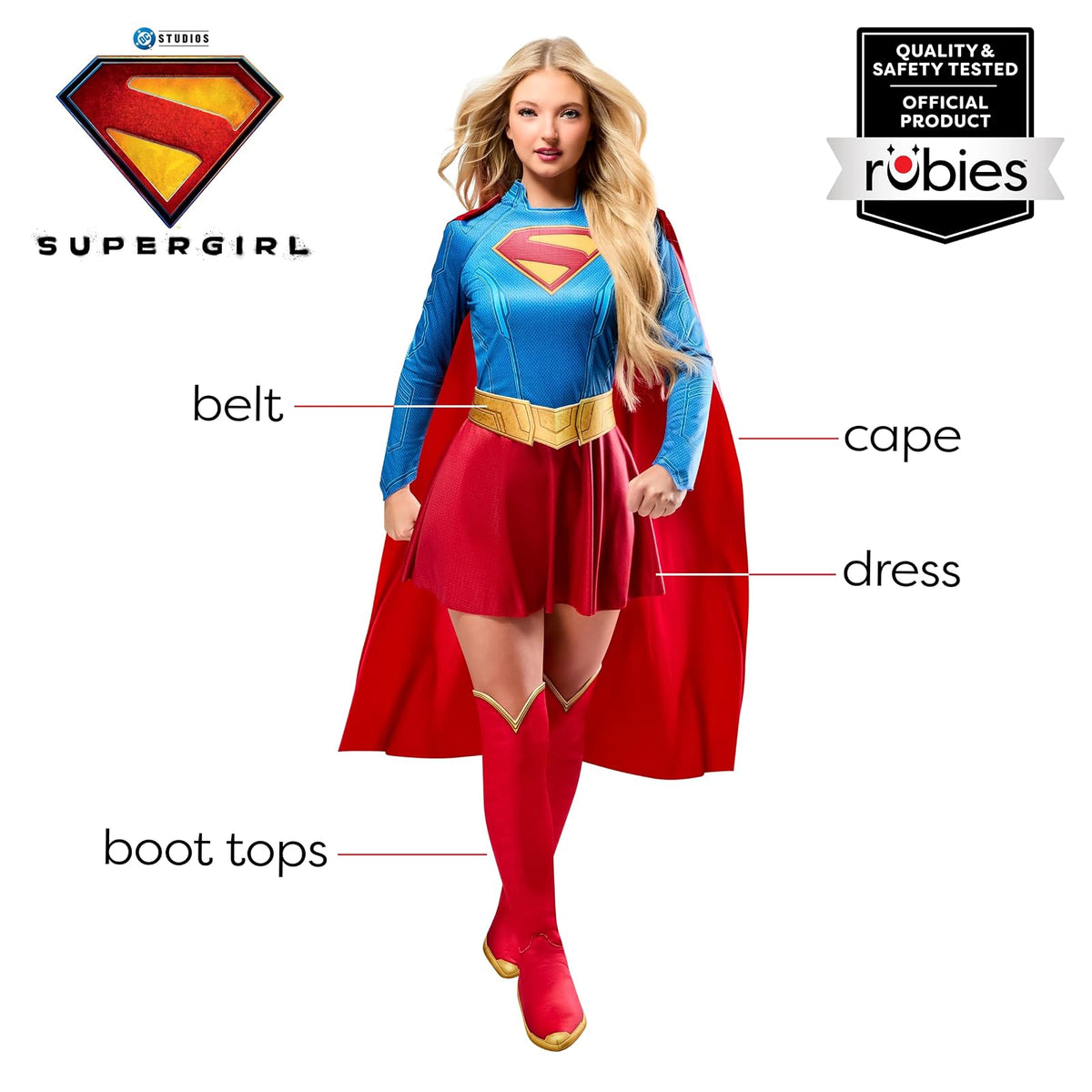 Rubies - Disfraz de Supergirl Deluxe para mujer, Rojo/Azul, S