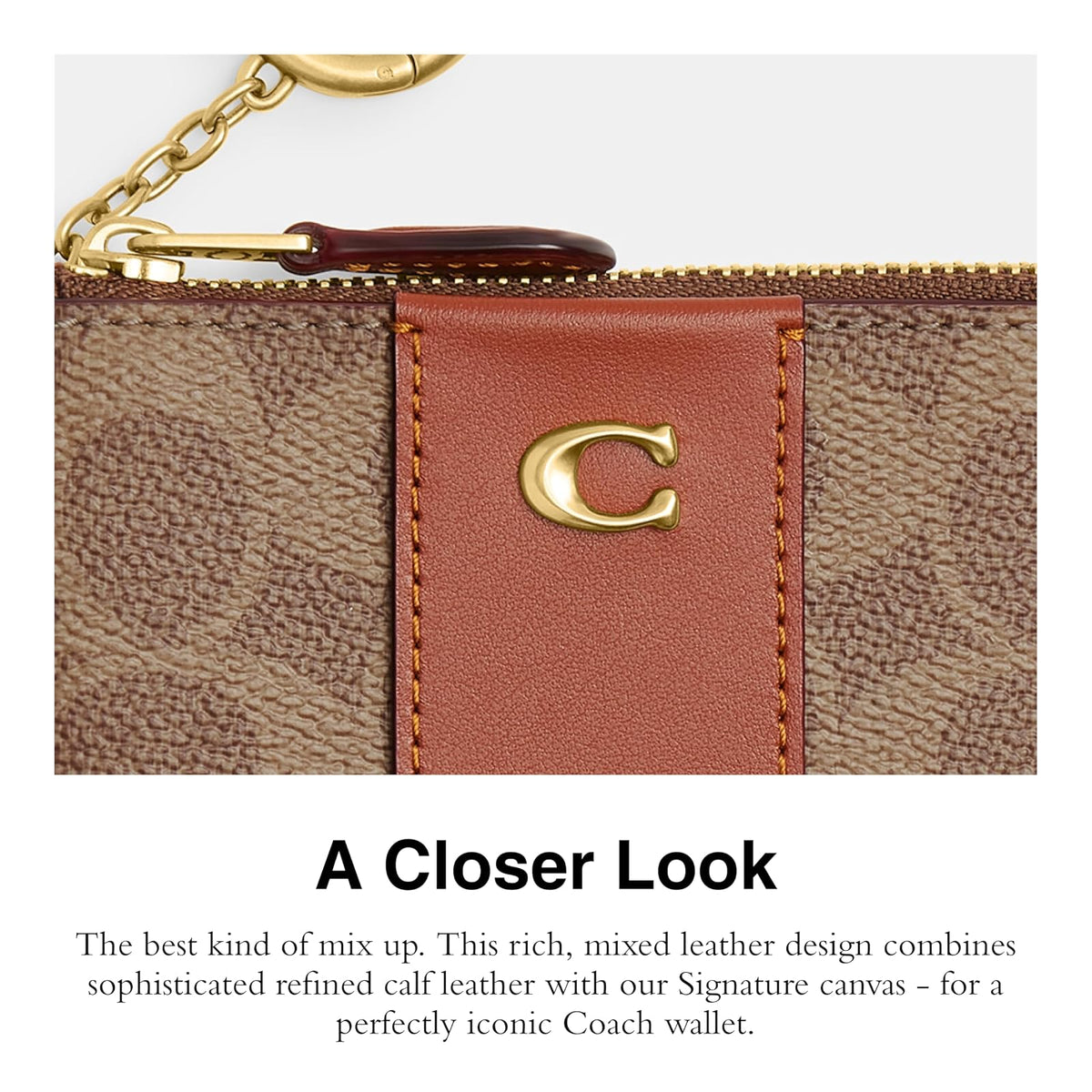 Coach Mini Id Skinny, color tostado