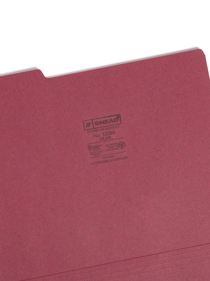 Smead File Folders 1/3 Cut Single-Ply Tab Maroon (100) De plástico - Carpeta (De plástico, Letter, 296 mm, 241 mm)