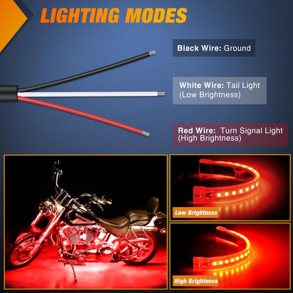 Nilight TL-402 2 Tiras de Luces LED de 5 in para Motocicleta/ATV con Haz Rojo, Flexible, Ajuste Universal