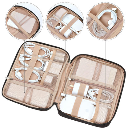 NISHEL - Funda organizadora de cable de viaje, bolsa electrónica Tech, esencial para cargador, cable, teléfono, disco duro, USB, tarjeta SD