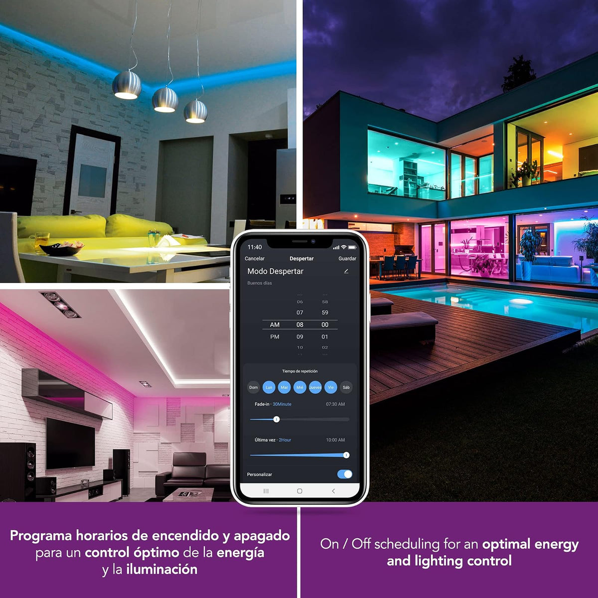 Lloyd's Tira LED 2m RGB Control por App y Voz compatible con Alexa y Google