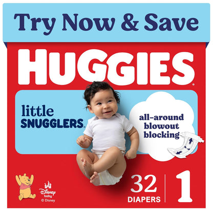 Huggies Little Snugglers Pañales Desechables para Bebé - Talla 1 (32 Unidad) - Talla 1 (32 unidades)