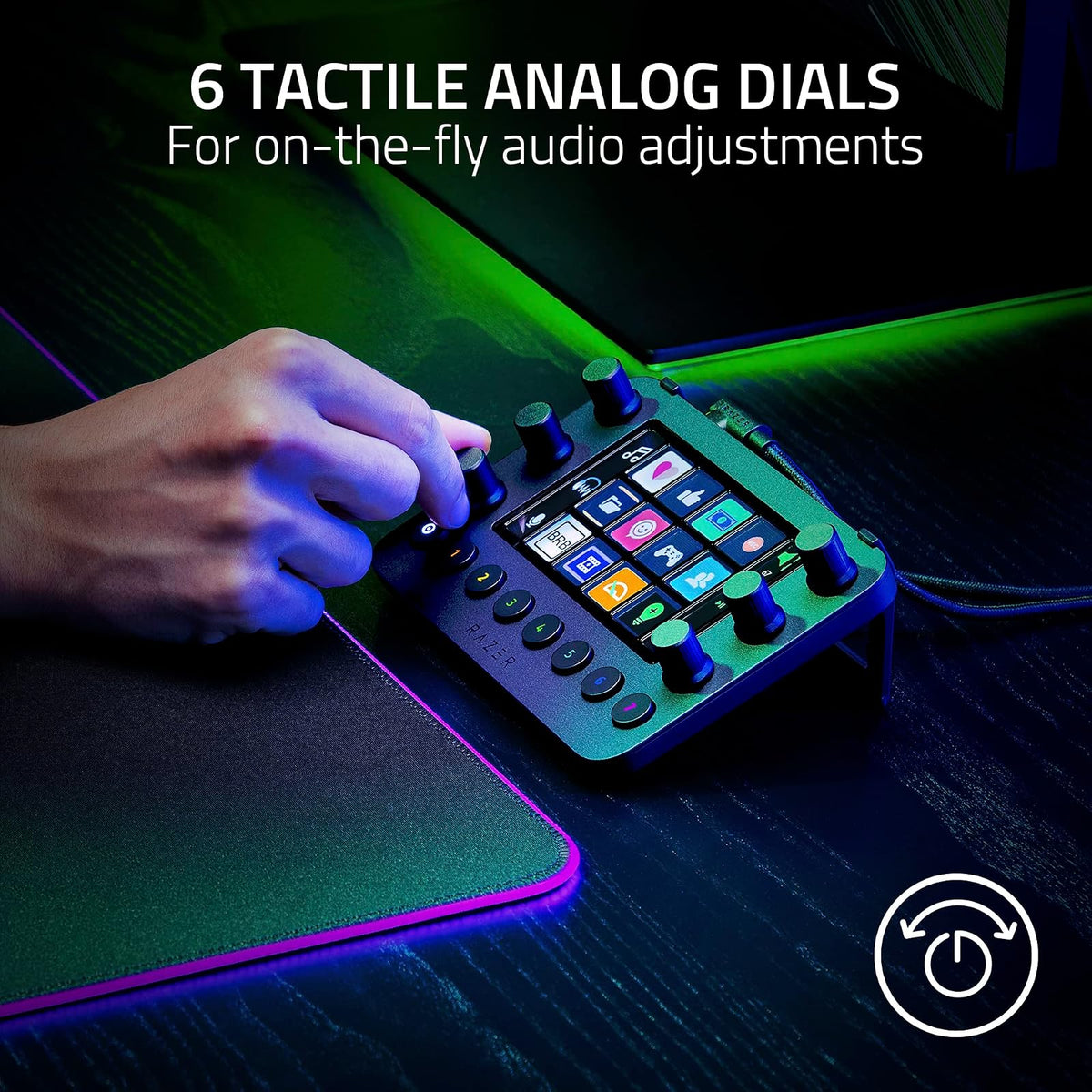 Razer Stream Controller - Keypad Todo en Uno para transmisión – 12 teclas de conmutación háptica – 6 diales analógicos táctiles – 8 botones programables