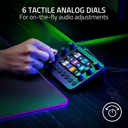 Razer Stream Controller - Keypad Todo en Uno para transmisión – 12 teclas de conmutación háptica – 6 diales analógicos táctiles – 8 botones programables