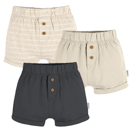 Gerber Paquete de 3 Pantalones Cortos de Punto Pantalones Cortos de vestirbebés Unisex