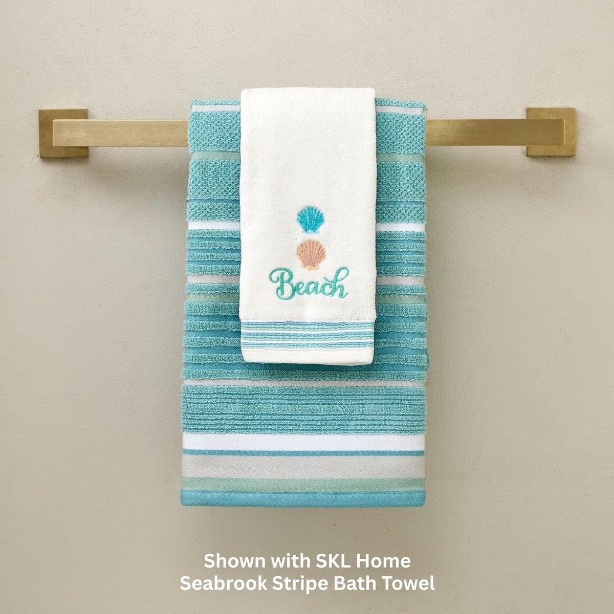 SKL Home Mar del Sur, Toallas de Mano, Set de 2, Blanco, Hand Towel Set, 1