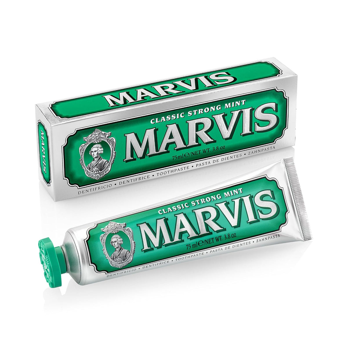 Pasta dental Marvis clásica sabor fuerte a menta, Sin color, 3.8 oz.