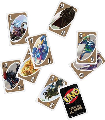 UNO The Legend of Zelda Juego de Cartas con Carta Trifuerza y Acciones Clásicas, 112 Cartas, para 2 a 10 Jugadores, para 7 Años en Adelante