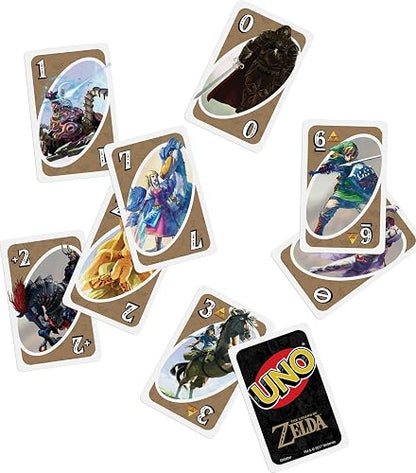 UNO The Legend of Zelda Juego de Cartas con Carta Trifuerza y Acciones Clásicas, 112 Cartas, para 2 a 10 Jugadores, para 7 Años en Adelante
