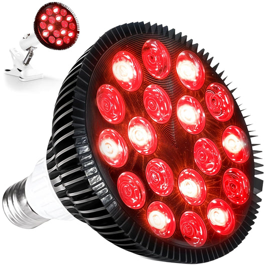 LifePro InfraGlow NIR Lámpara de Terapia de Luz Roja | Mediano, Bombilla con 18 LED, con clip, para cuerpo, alivio del dolor, bienestar de piel, recuperación