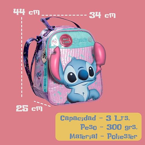 Ruz Lonchera Infantil y Preescolar | Stitch | 100% Poliéster Capacidad 3 Litros | Lonchera con Diseño para Niños con Compartimento Interno y Cierre de Cremallera | Recomendado desde 3 años