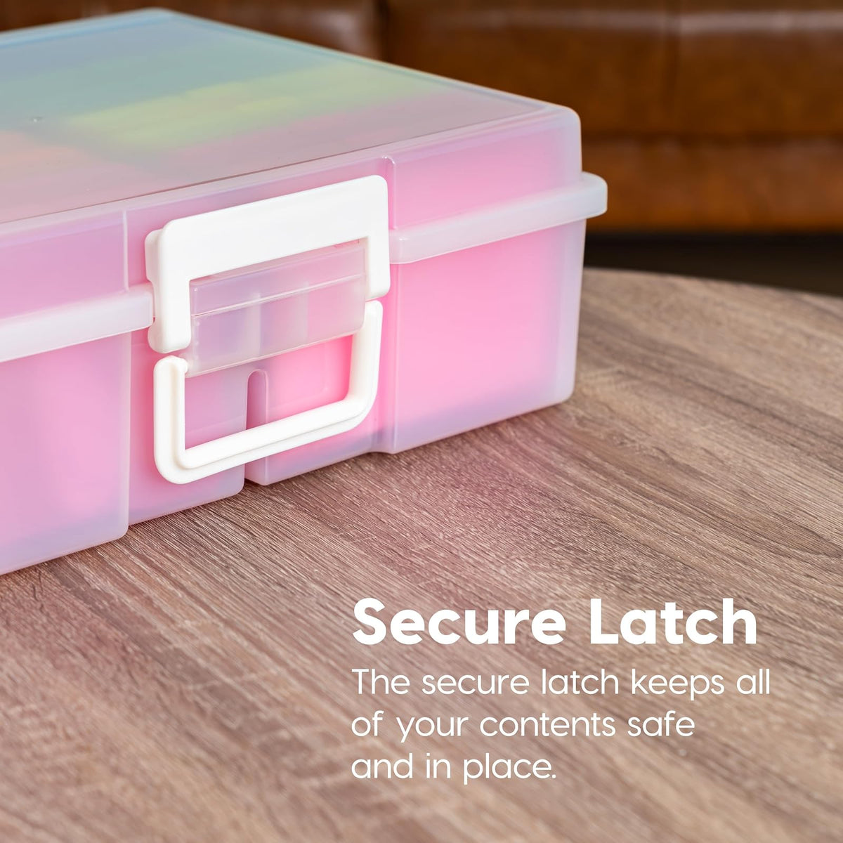 IRIS USA Caja Organizadora para Fotos, 16 Estuches, 2 Piezas, Perla/Multi | Compatible con fotos 4"x6", asa integrada, organizador para tareas, calcomanías, recortes y tarjetas didácticas
