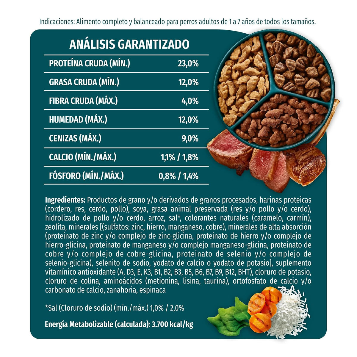 Dog Chow Purina Selección de Proteinas Adulto Todos losTamaños Sabor Cordero 10Kg