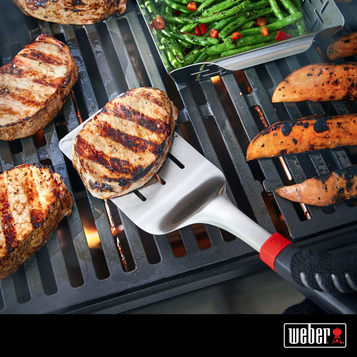 Weber Espátula para Asar de Acero Inoxidable con Mango de Agarre