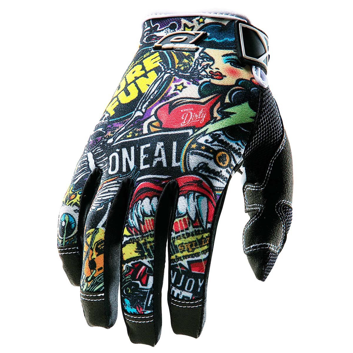 O'Neal Guantes de Saltar con gráfico de manivela, Negro (Black/Multicolor), Talla 11