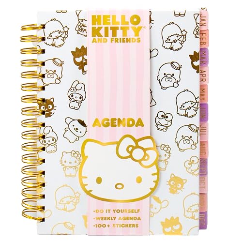Horizon Group Agenda Hello Kitty Y Amigos | 70 páginas, tapa dura, stickers Kuromi, papelería Sanrio, lindos artículos escolares