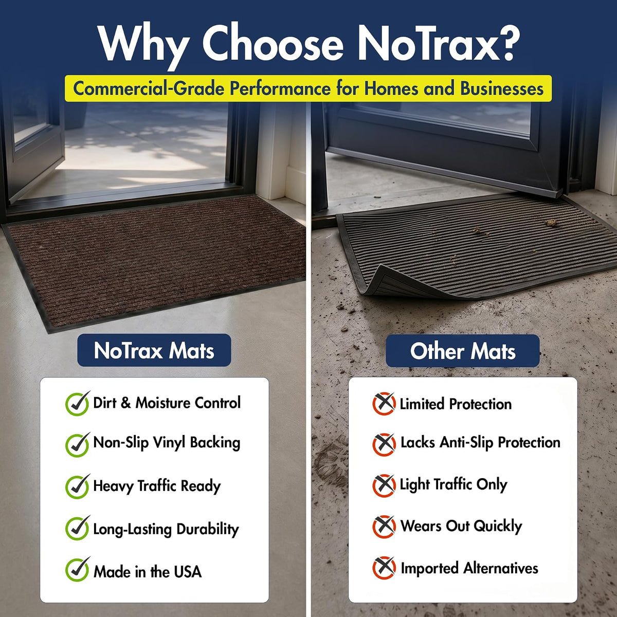 Notrax - 109S0023BR Carpeted Entrance Mat, Brown, 2ft. x 3ft.