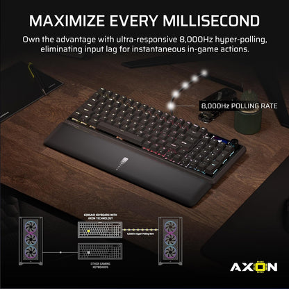 Corsair Vanguard 96 Teclado mecánico para juegos con cable – 96% diseño, interruptores lineales de plasma MLX, sondeo de 8000 Hz, visualización LCD, cubierta de flujo virtual, teclas G, SOCD Flashtap